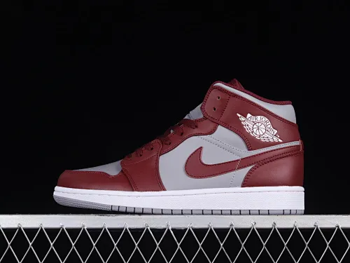 All categories Air Jordan Jordan series basketball shoes Air Jordan 1 Mid Air Jordan 1 Mid "Team Red" AJ1 Joe 1 wine red China basketball shoes DQ8426-615